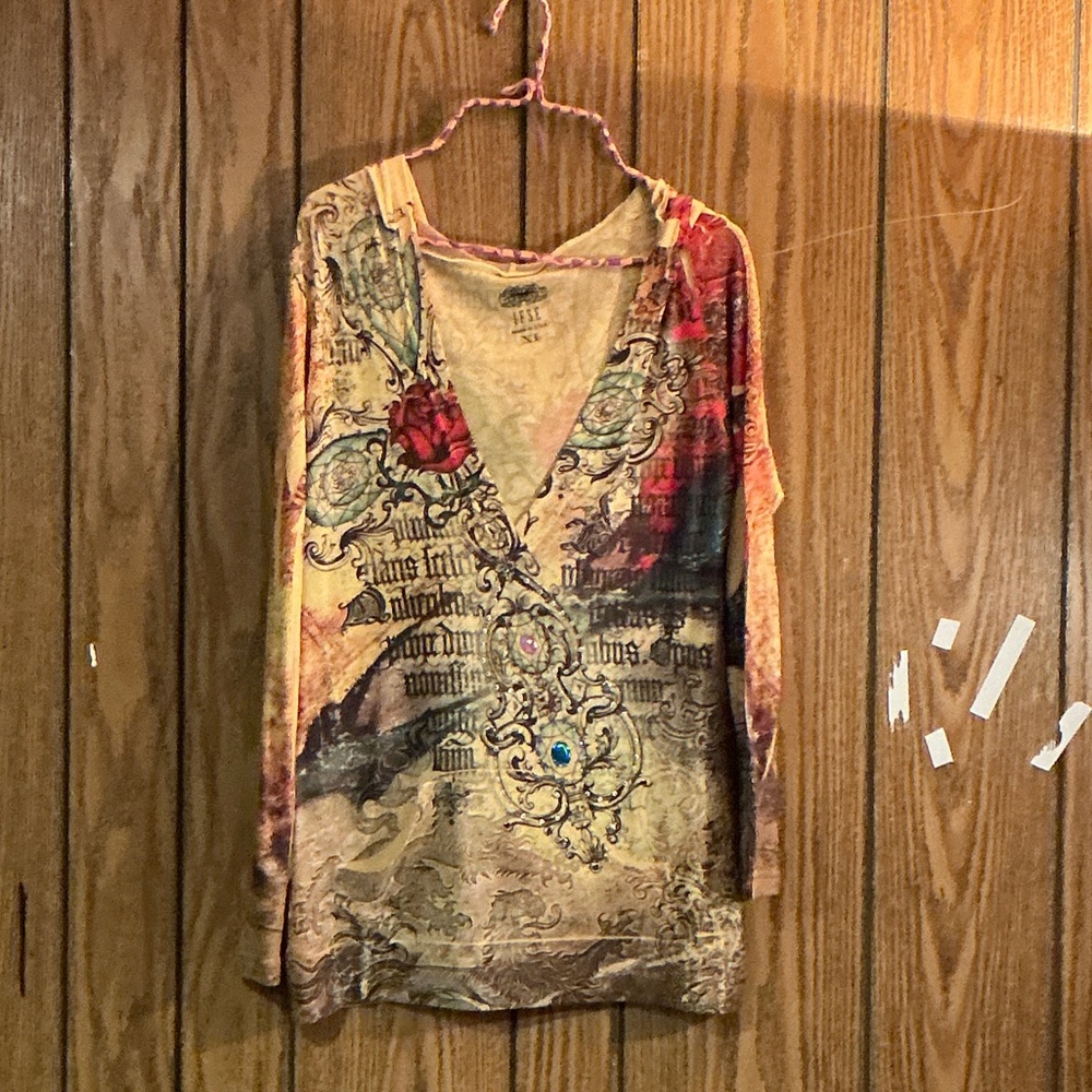 Artistic Multicolor Tattoo Women's Top Size XL